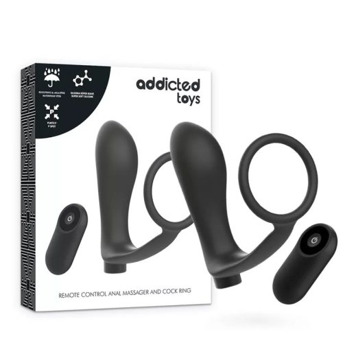 ADDICTED TOYS – schwarzer, wiederaufladbarer Penisring mit Fernbedienung