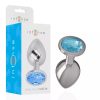 Metall-aluminium-analplug mit blauem glas, grösse m – hochwertige intime Kosmetik